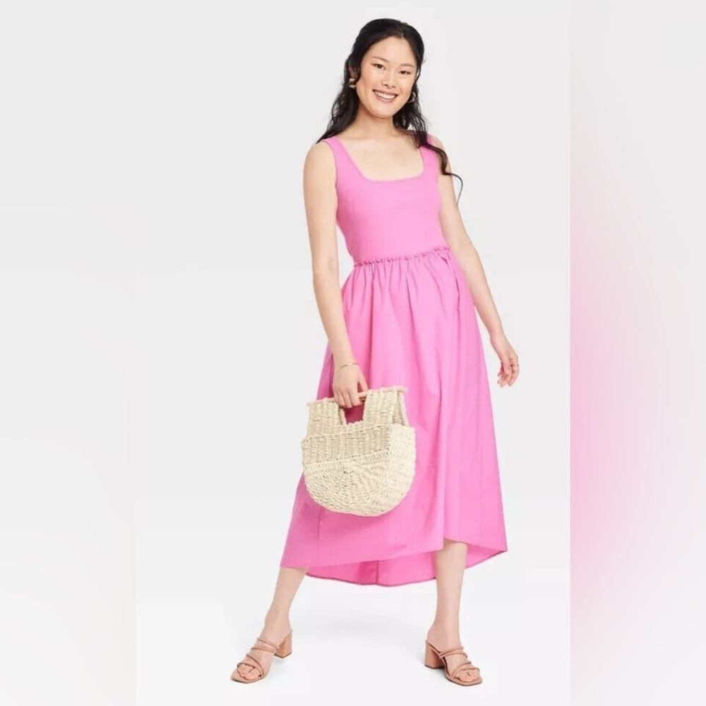 A New Day Pink Asymmetrical Sundress Sleeveless Scoop Neck